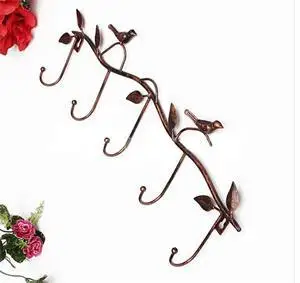 Home Kitchen Bathroom Bird Shape Hanger with 5 Hooks Vintage Style Clothes Hanger Wall Decor