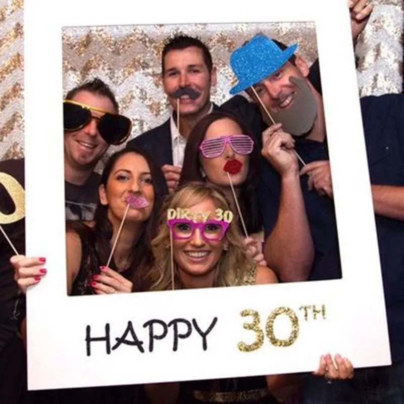 

Happy Birthday Photobooth Paper Happy 30 40 50 Year Old Frame Photo Booth Props Birthday Decoration Adult Event Party Supplies