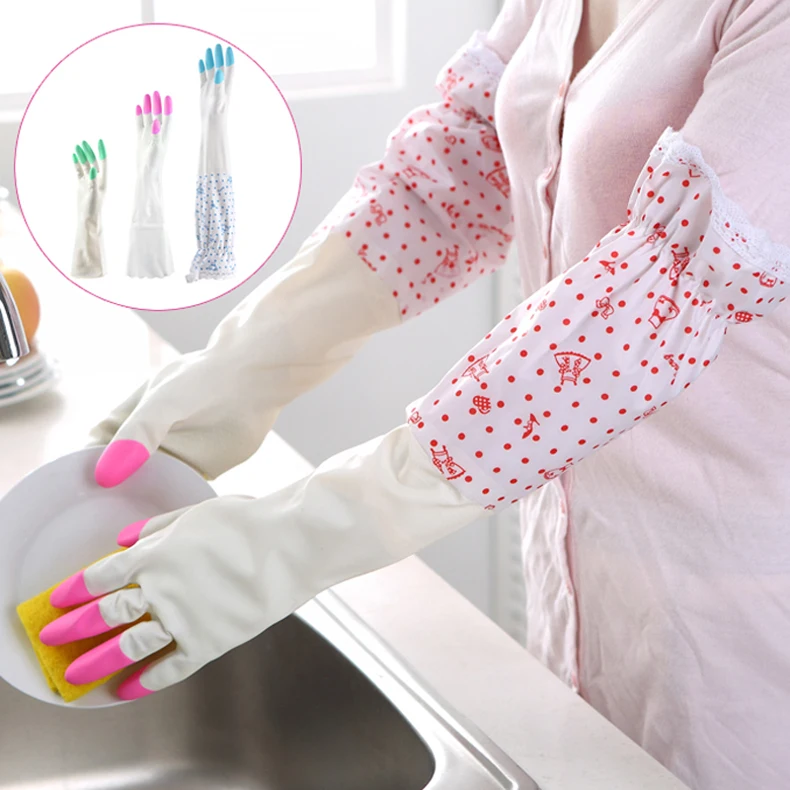 Durable latex gloves household kitchen brush washing clothes cleaning