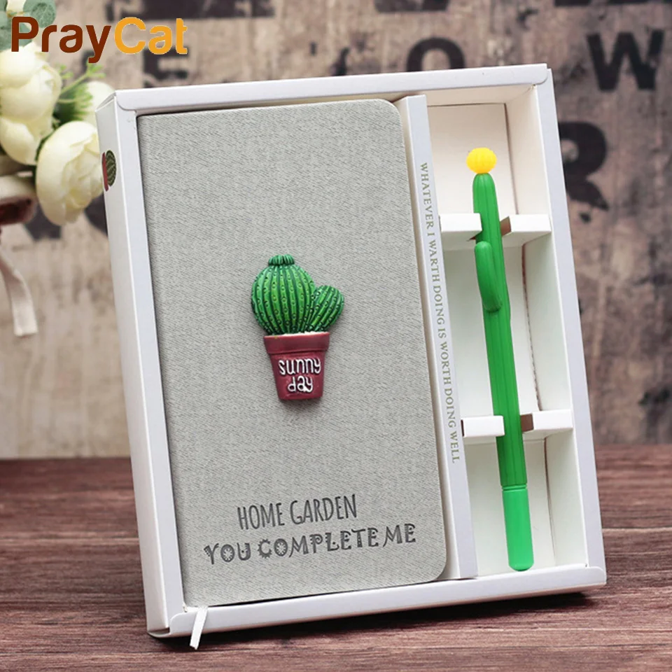 

Blank Hardcover Notebook Cactus Totoro Cartoon Student Stationery Set Creative Travel Journal Diary Note Pad School Office Gift