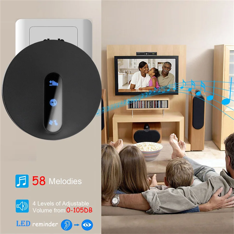 

SMATRUL Accessories self powered Waterproof no battery button Wireless DoorBell EU plug Receiver home Cordless Door Bell