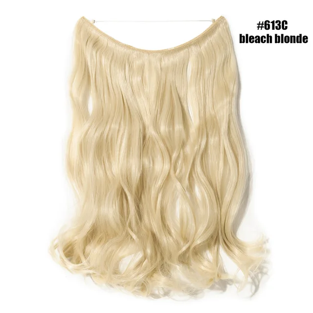 BENEHAIR Invisible Wire No Clips In Hair Extensions Secret Fish Line Hairpieces Synthetic Hair Extensions Fake Hair For Women bleach blonde