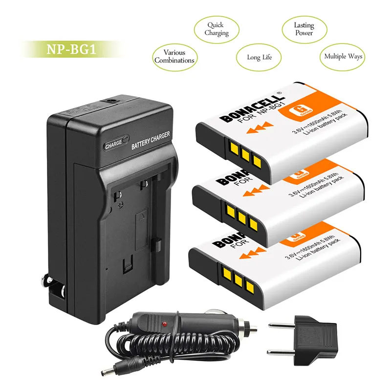 Bonacell 1600 мАч NP BG1 для Sony Аккумулятор Зарядное устройство DSC W/WX серии T100 T20 H3 H7 H9
