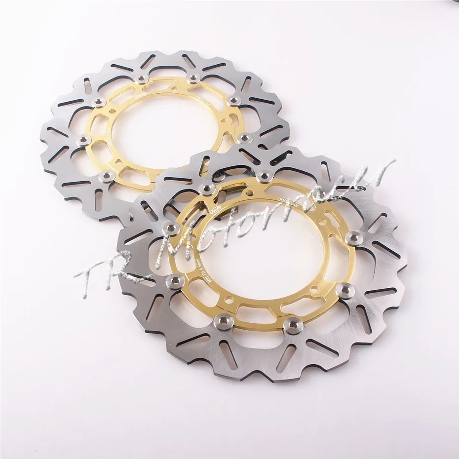 1 Pair Front Brake Disc Rotor For YAMAHA YZF R6 2005 - 2014 YZF R1 2007 - 2011 FZ8 2010 -15 2012 2013 Gold