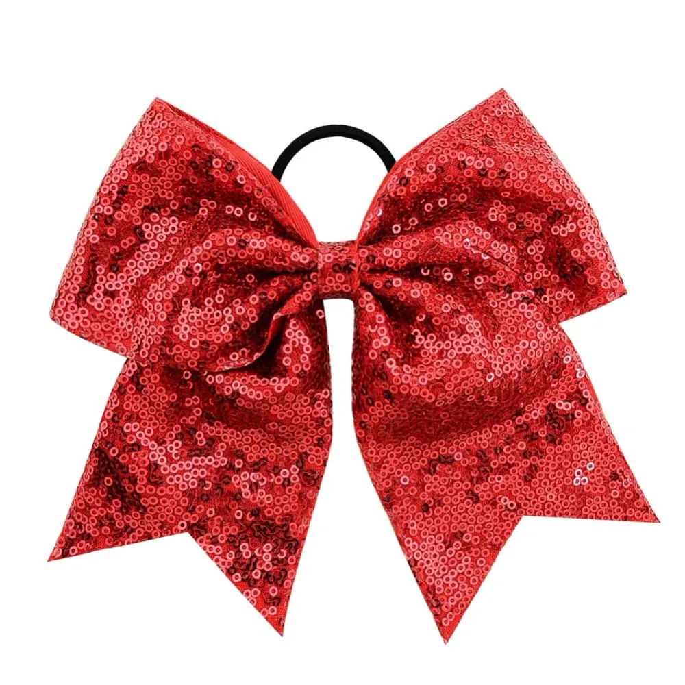

1piece 8 Inch Stitching Glitter Sequin Cheerleading Bow With Elastic Band Ponytail Holder For Girl Hair Accessories 888