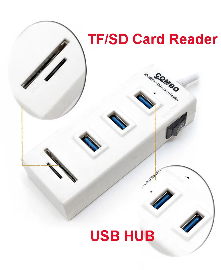 Twobro Micro usb-хаб 2,0 3/6 Порты комбо TF/SD кард-ридер с переключатель USB разветвитель адаптер USB 2,0 концентратор для портативных ПК Тетрадь