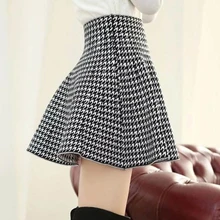 Новые женские мини юбки с высокой талией, клетчатые юбки, плиссированные юбки Харадзюку, вязаные мини юбки для женщин# P005