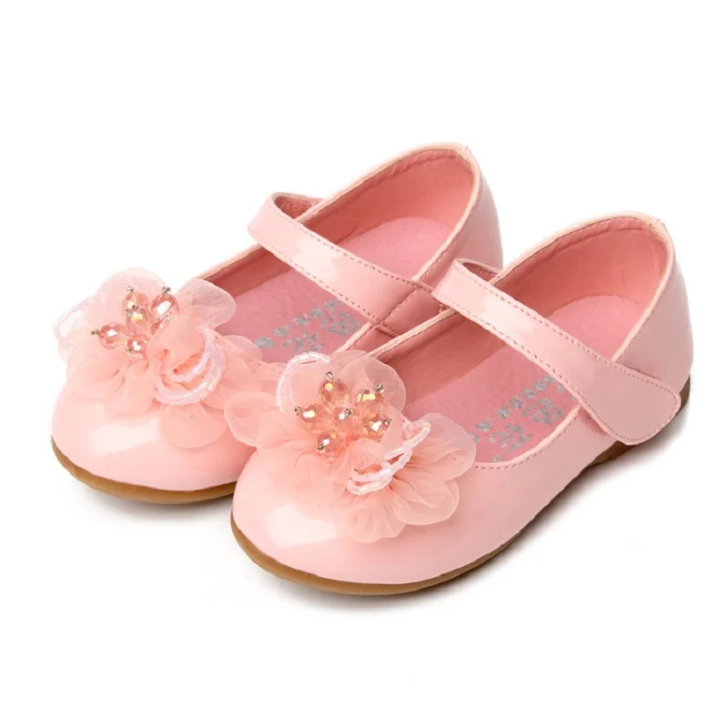 High Quality Children'S Shoes For Girls White Flower Princess Girl Party Ceremony Peformance Dance Bead Flat With ShoesHig | Детская