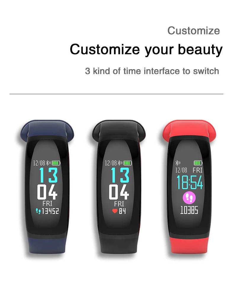 Ч фитнес-трекер, водонепроницаемые Смарт-часы с шаговым счетчиком, счетчик калорий для сна, подходят для Android и iOS