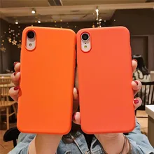 De silicona naranja teléfono sólido caso para iPhone 7 dulces EXFOLIANTE SUAVE carcasas cubierta de TPU para iPhone 5 y 5s SE 6 6S 7 8 Plus X XS X XR MAX Capa