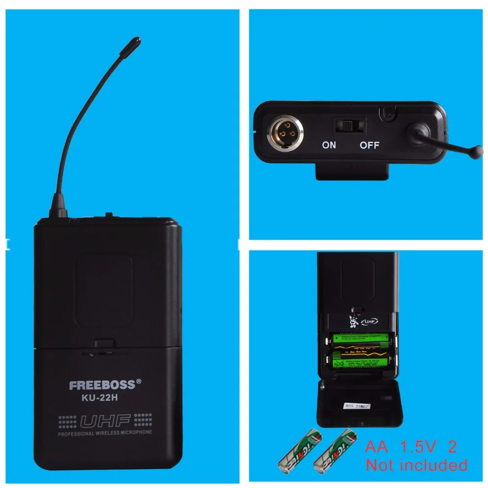 Freeboss KU-22H UHF двухканальная Mic передатчик профессиональный караоке Беспроводной гарнитура+ нагрудные+ ручной микрофон