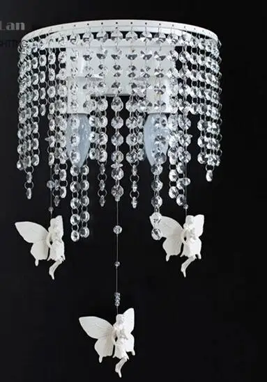 Хрустальный настенный светильник из белого кованого железа, смоляный Ангел/хрустальный светильник, современный минималистичный прикроватный настенный светильник для столовой