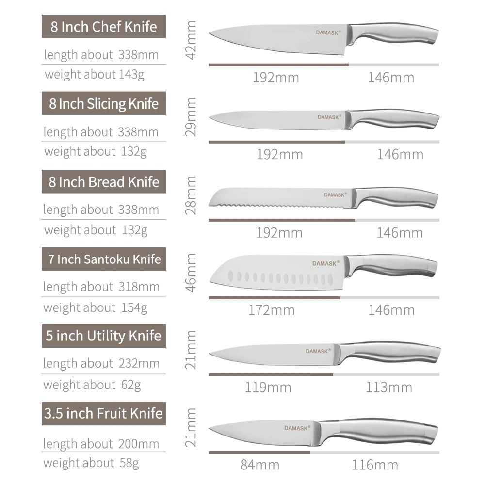 Дамасский японский набор ножей из нержавеющей стали, фруктовый нож Santoku для нарезки хлеба, нож шеф-повара, функциональные кухонные инструменты, 6 шт