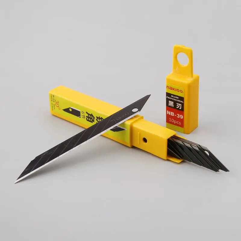 

10pcs 30 Degree Snap Off Replacement Razor Blades 9mm Shaving Blade Utility Knife Tools Carbon Steel NB-39