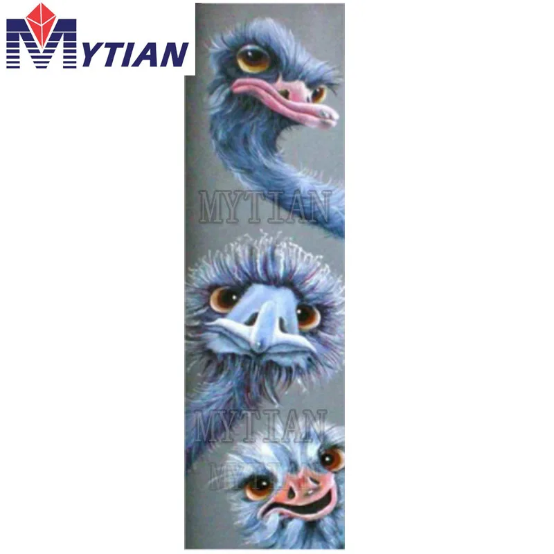 

3D DIY Diamond Painting Cross Stitch three Ostrich 5D Diamond Embroidery Full Mosaic Kit wall sticker Square/round Stones decor