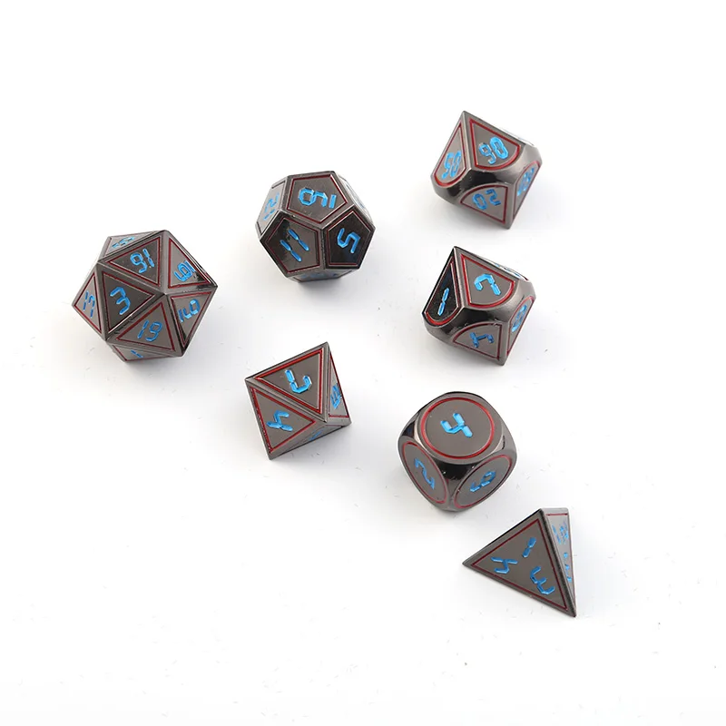 Rpg Dobbelstenen Metalen Dnd многогранные наборы Dados Подземелья и Драконы алюминиевые Blauw кубики D20 10 12 6 Tafel Games Transparan