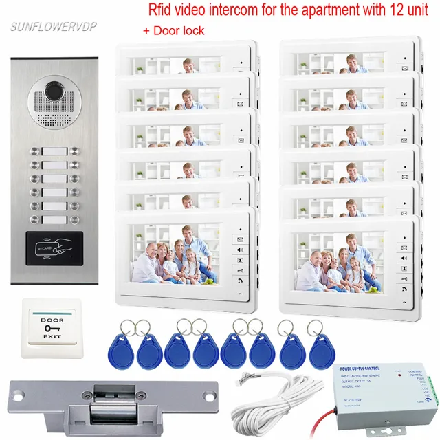 Video Doorbell Rfid For 12 Apartments Door Bell With Camera Video Doorbell Rfid For 12 Apartments Door Bell With Camera Electric Strike Lock