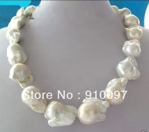 

free shipping >>>REAL HUGE AAA SOUTH SEA WHITE BAROQUE PEARL NECKLACE 18