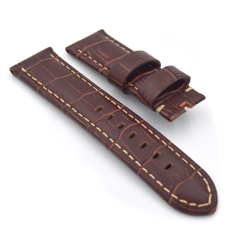 High Quality Watch Bands, 22MM/24MM Leather Watchbands, Brown Men's