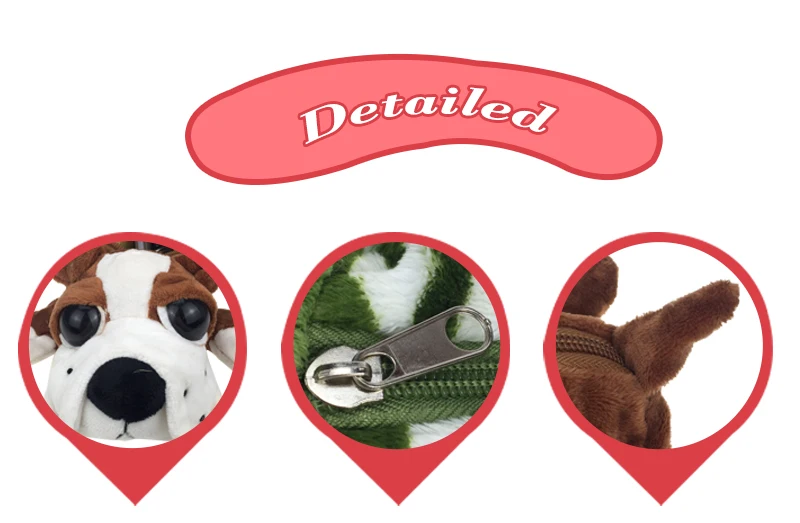 Pencil Pen Bag Cute Animal Plush Stuffed Case Toys Pug Dog Puppy Frog Monkey Cover Big Eyes Dolls School Office Pouch Kid Gifts _02