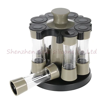 

8Pcs Kitchen Tools Rotating Spices Bottles Cooking Tools Acrylic Seasoning Rack Salt Pepper Storage Organizer