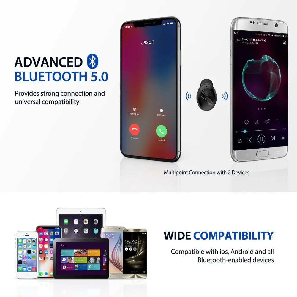 Mpow EM14 Tunggal Bluetooth 5.0 