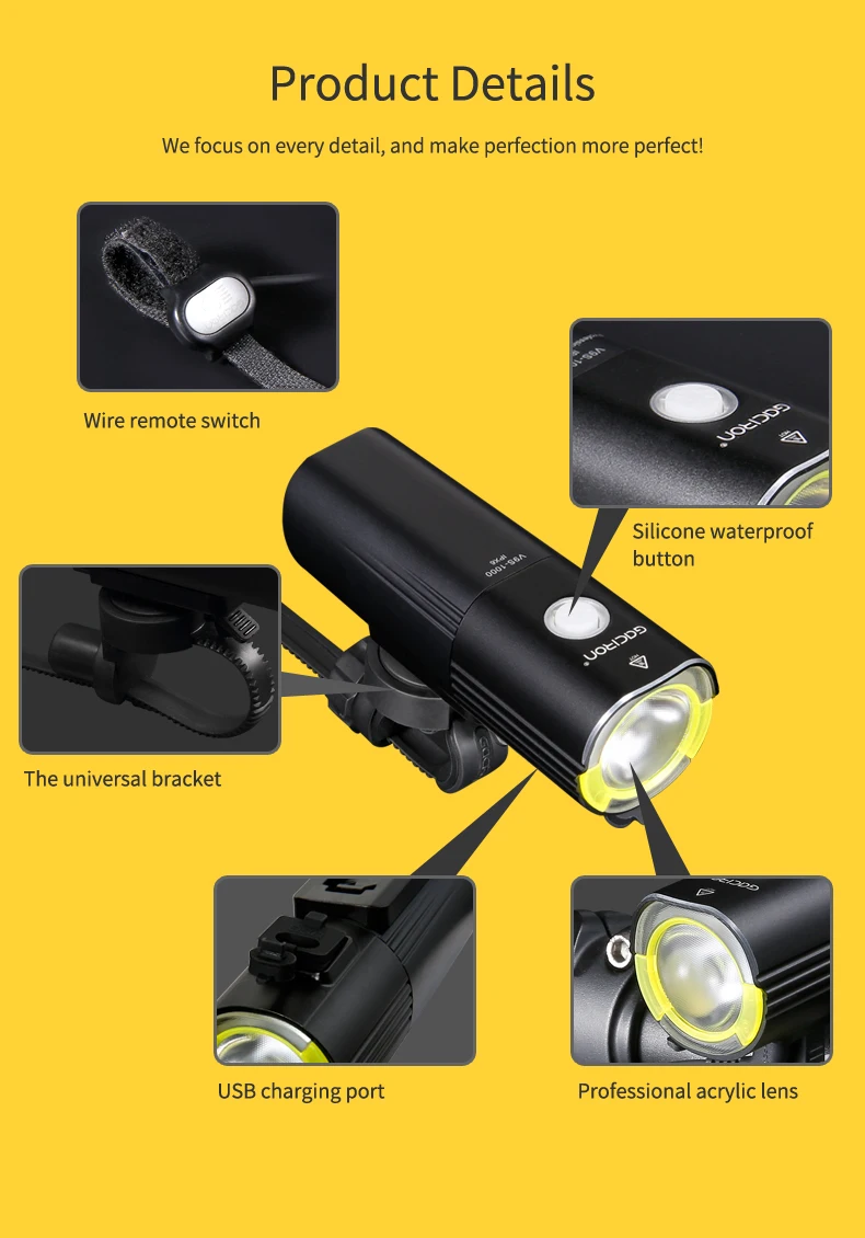 Flash Deal Gaciron V9S Bicycle Headlight USB Charge Internal Battery LED Front Tail Lamp Cycling Lighting Visual Warning Safety Lantern 5