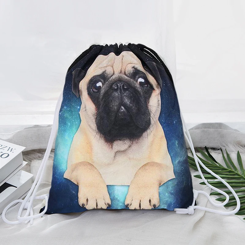 

Kawaii Fashion Lovely Dog Style Rucksack Shoulder Bags Super Soft Shopping Carry Bag 3D Printed Creative Drawstring Backpack