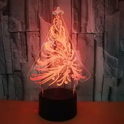 Прямая поставка сенсорный контроль 3D Лампа Рождественская елка ночник 7 цветов затемнение 3D настольная лампа для Рождественский подарок