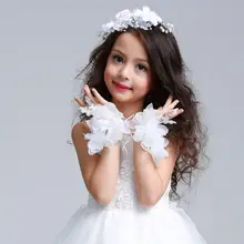 Перчатки принцессы для девочек, перчатки принцессы с цветочным рисунком, аксессуары для платья для девочек, модные перчатки без пальцев с цветочным рисунком