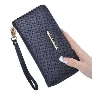 

Women Wallets Leather Coin Purse Female Long Wallet Wristlet Zipper Card Holder Purse Female Fashion Clutch New Clamp For Money
