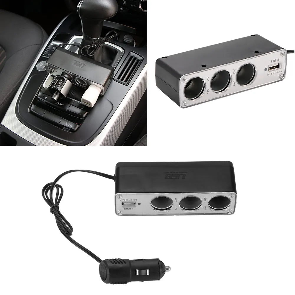 

3 Way Charger Car Cigarette Lighter Power Spliter USB Triple Car Socket Charger DC 12-24V Car Cingarette Lighter