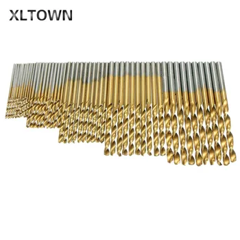 

Xltown 50pcs HSS Twist Drill Bit Set 1.5-10mm with Titanium Coated Surface 1.5-10mm Metal Drilling for Wood Power Tools