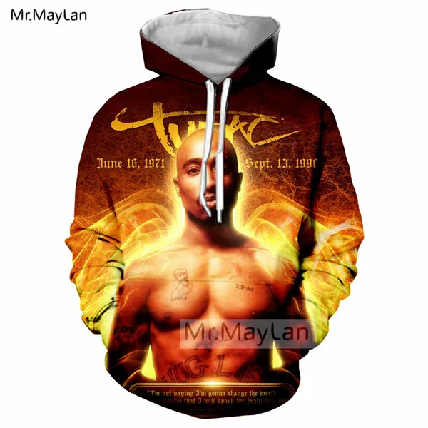Rapper 2PAC TuPac 3D куртка с принтом для женщин/мужчин хип-хоп пуловер уличная толстовка с капюшоном Мужские крутые толстовки Золотые спортивные костюмы одежда - Цвет: 2PAC Hoody 08