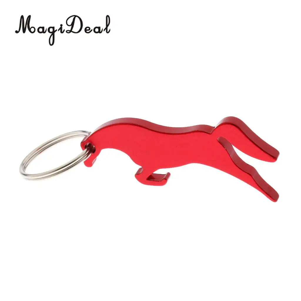 MagiDeal 3 Style Alloy Horse Bottle Opener Key Ring Keychain Bag Pendent Red