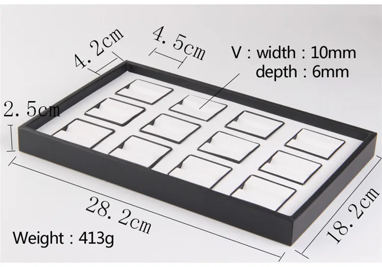 282*182 * 25mmHigh-grade Искусственная кожа охра цвет сокровище лоток для хранения, дисплей лоток