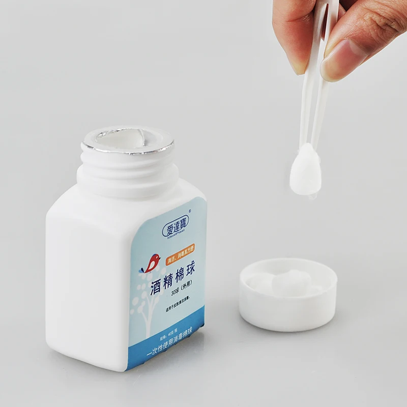 

Free Shipping 60counts/2Bottles Medical Alcohol Wipes Swabs Pads Sterile Alcohol Cotton Ball Disinfect First Aid Household