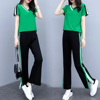

Large Size 5xl Casual Tracksuit Women Leisure Conjunto Feminino Ensemble Femme Deux Pieces Top&pants Set Year-old Female Costume