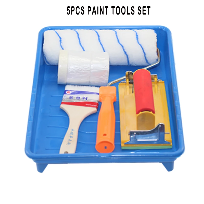 

5pcs Paint Tools Roller Painting Brushes Set 10 inch Craft Paint Foam Rollers Tray Water Wool Household Use Wall Decorative DIY