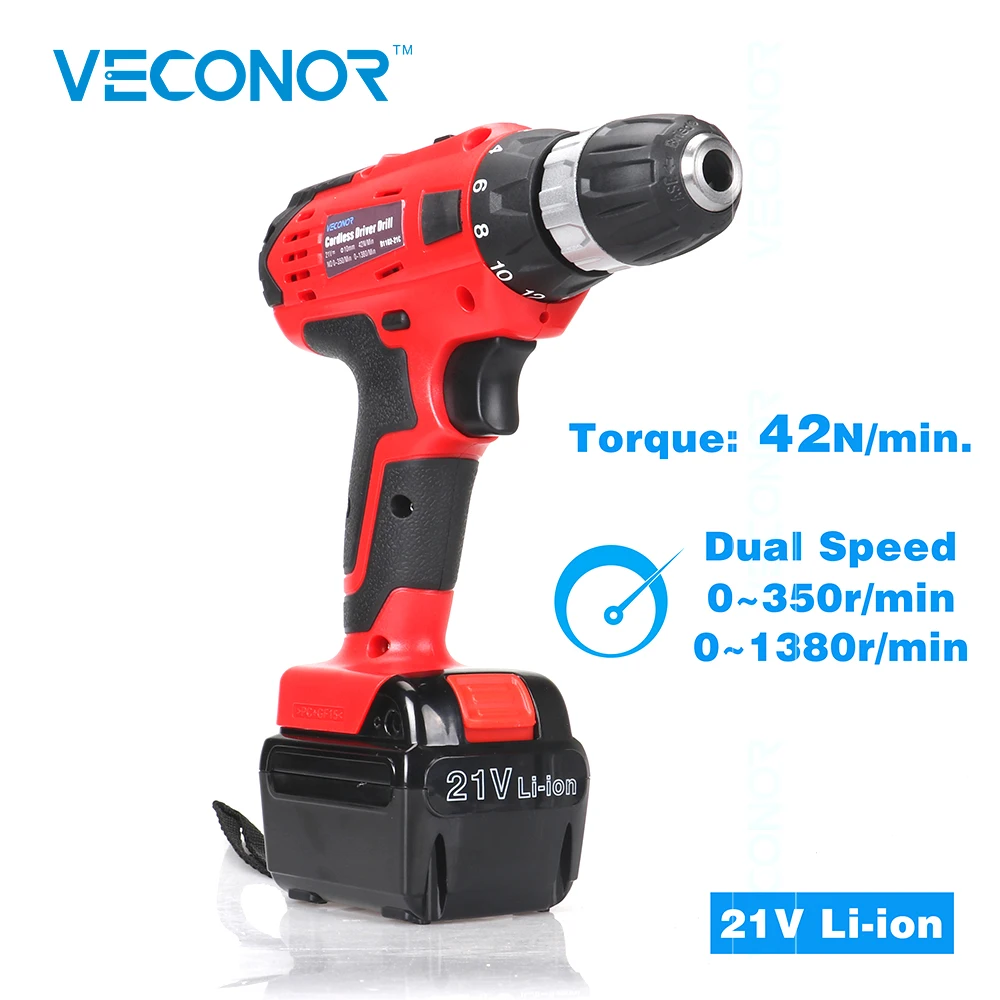 

21V Li-ion Battery Cordless Driver Drill Electric Screwdriver Rechargeable Battery Power Tools