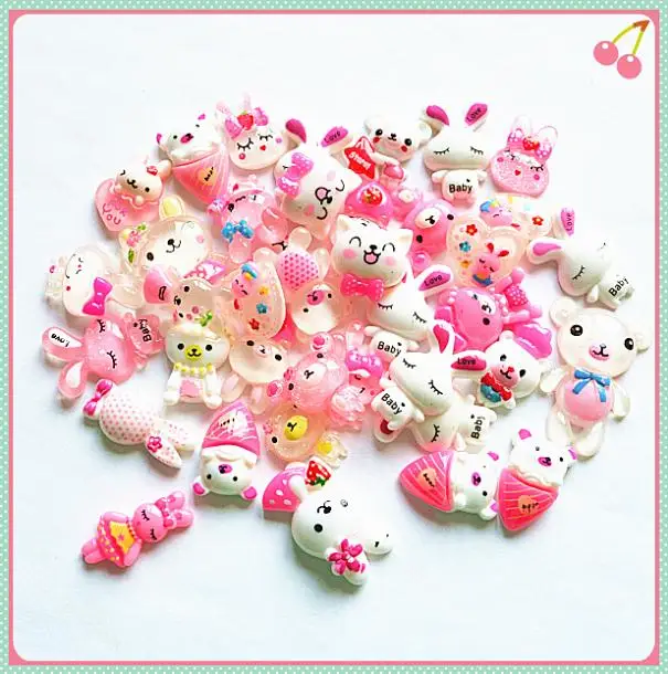 Kawaii каучук милые животные смешанный стиль плоские задники Скрапбукинг 100