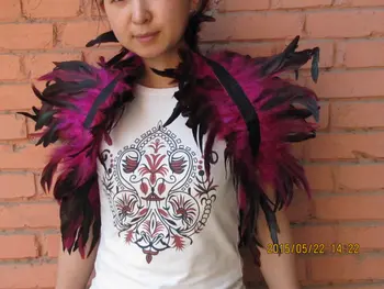 

Hot pink feathers SHAWL Shrug Shoulders Feathers cape vintage capelet show two ply for halloween supply