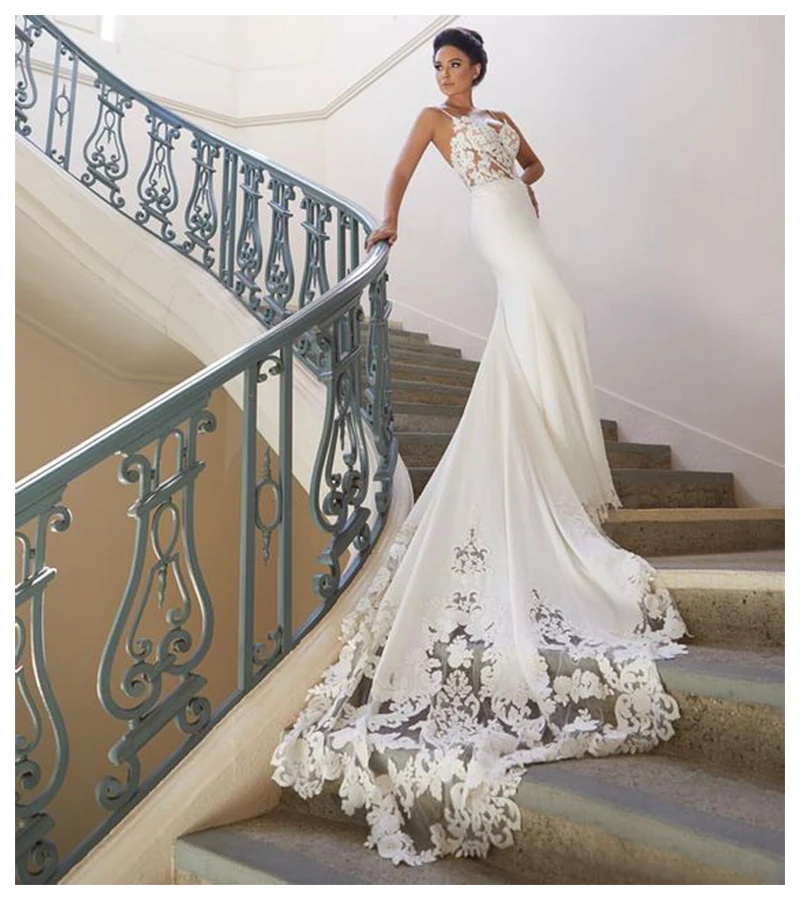

SOFUGE Mermaid Wedding Dress Long Sleeves 2019 Vestidos de novia Vintage Lace Sweetheart Neck Bridal Gown Backless Wedding Gowns