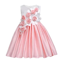 Летнее платье для детей; платье с цветочным узором для девочек; Вечерние платья на свадьбу и День рождения; элегантное платье принцессы; vestidos