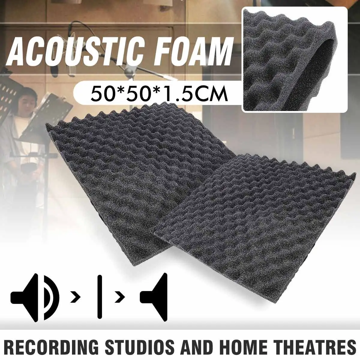 

5Pcs 50x50cm 1.5cm Acoustic Foam Waffle Soundproof for KTV Audio Studio Room Absorbing Treatment Wedge Tiles Polyurethane Foam