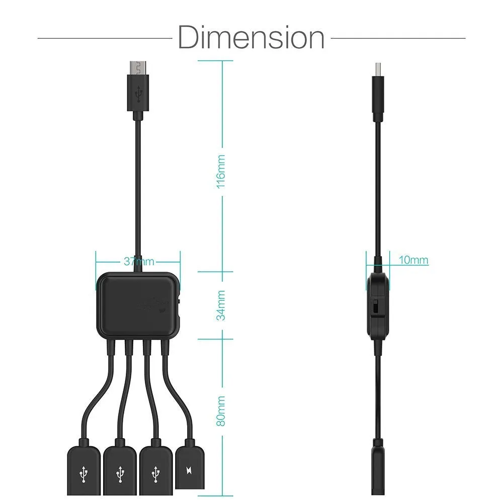 4 в 1 микрокабель хоста 3-Порты и разъёмы зарядки OTG зарядный хаб шнур адаптера для смартфонов на базе Android планшеты Мышь многофункциональная