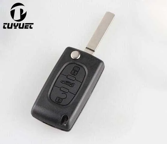 Flip Remote Key Shell 3 Buttons For Peugeot 406 408 307 CITROEN C4 C5 C6 C-Quatre C8 VA2 Blade No Groove With Battery Clamp | Автомобили и