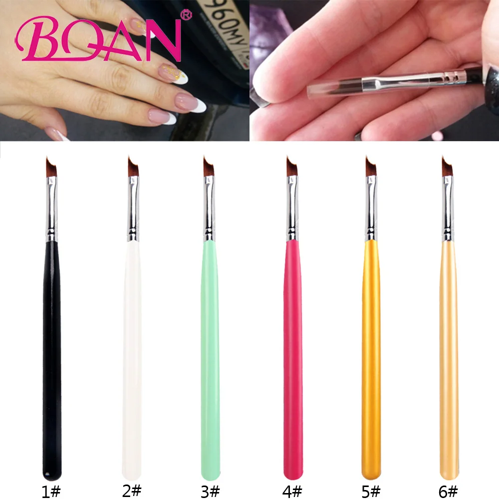 BQAN 1PCS 6 Nail French Brush UV Gel Nail Painting Drawing Polishing