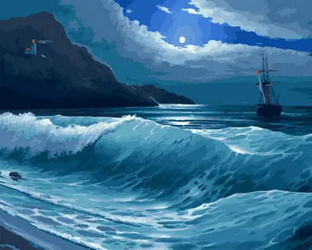 

Frameless oil painting by numbers paint by number for home decor oil picture painting 5065 seaside