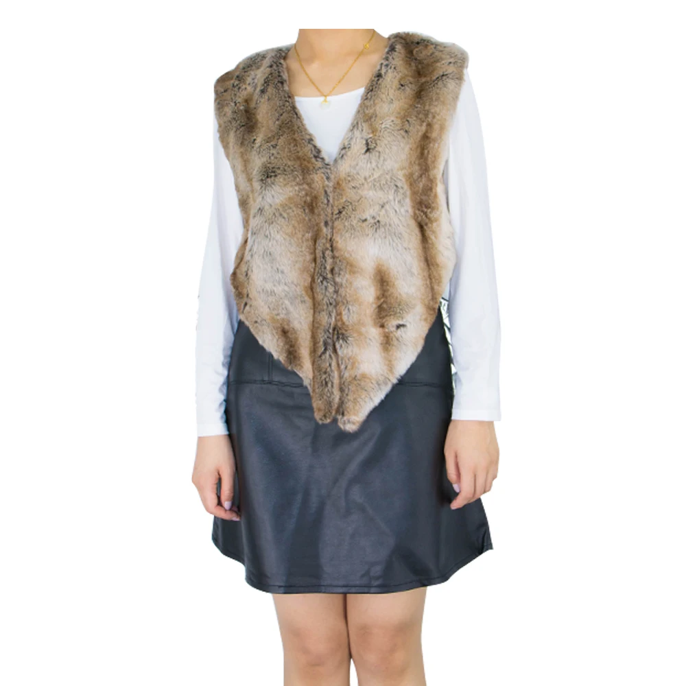 Women Faux Fur Vests Casual Sleeveless Faux Fur Vest Coats Lady Winter